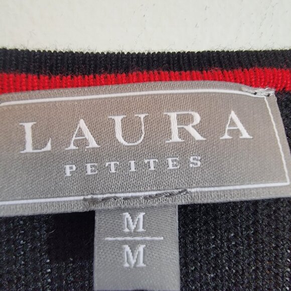 Laura Petites Sweater Red Navy Blue 3/4 Sleeve Womens Sz PM Style 0754‎ NEW NWT - Picture 2 of 6